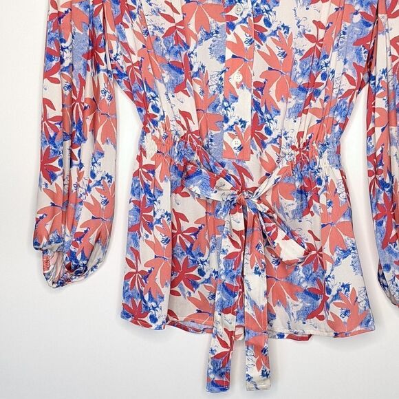 Tucker The Abigail's Party Blouse Tidy Tie Dye Floral Silk Top - Picture 3 of 9